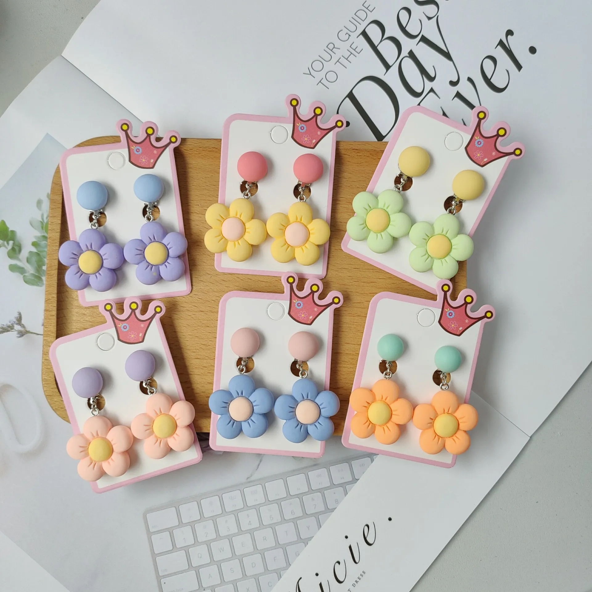 

Sweet Lovely Flowers Kids Children Cute Non Piercing Girls Party Colorful Earrings Christmas Gifts Earring