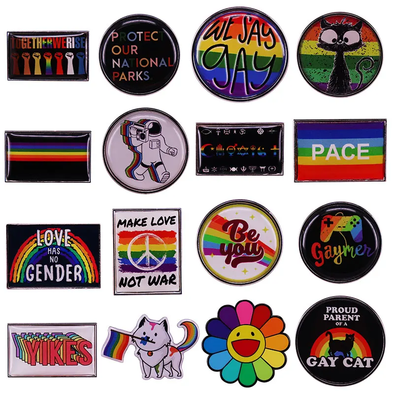 

Love Has No Gender Rainbow LGBT Enamel Pin Women's Brooches Lapel Pins for Backpack Briefcase Badges Fashion Jewelry Accessories