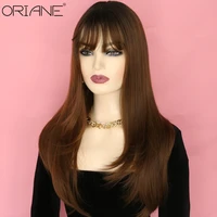 oriane long straight synthetic wigs for women with bangs honey color lolita soft hair cosplaydaily high temperature resistance