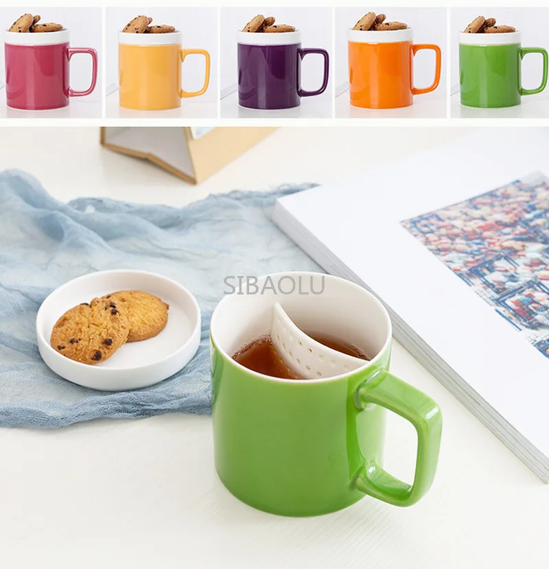 Оригинальная чайная чашка керамическая кружка крышка для печенья цветов чая