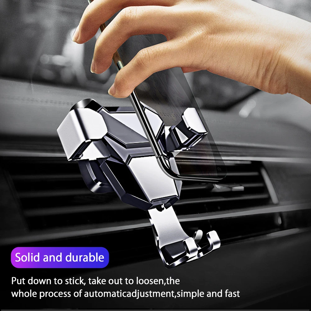 

Universal Car Phone Holder For Phone Air Vent Alloy Gravity Clip Mount In Car No Magnetic Mobile Phone Holder GPS Stand
