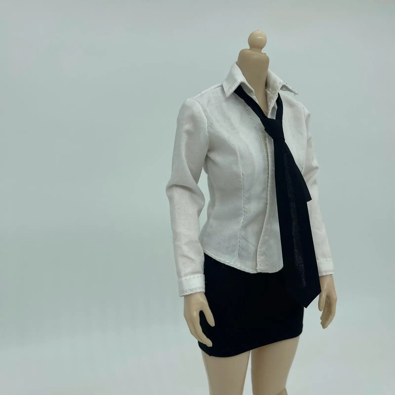 

3 Pieces 1/6 Women Shirt with Short Skirt Tie Handmade Doll Clothes Miniature Clothing for 12" Dress up Figures Body Accessories