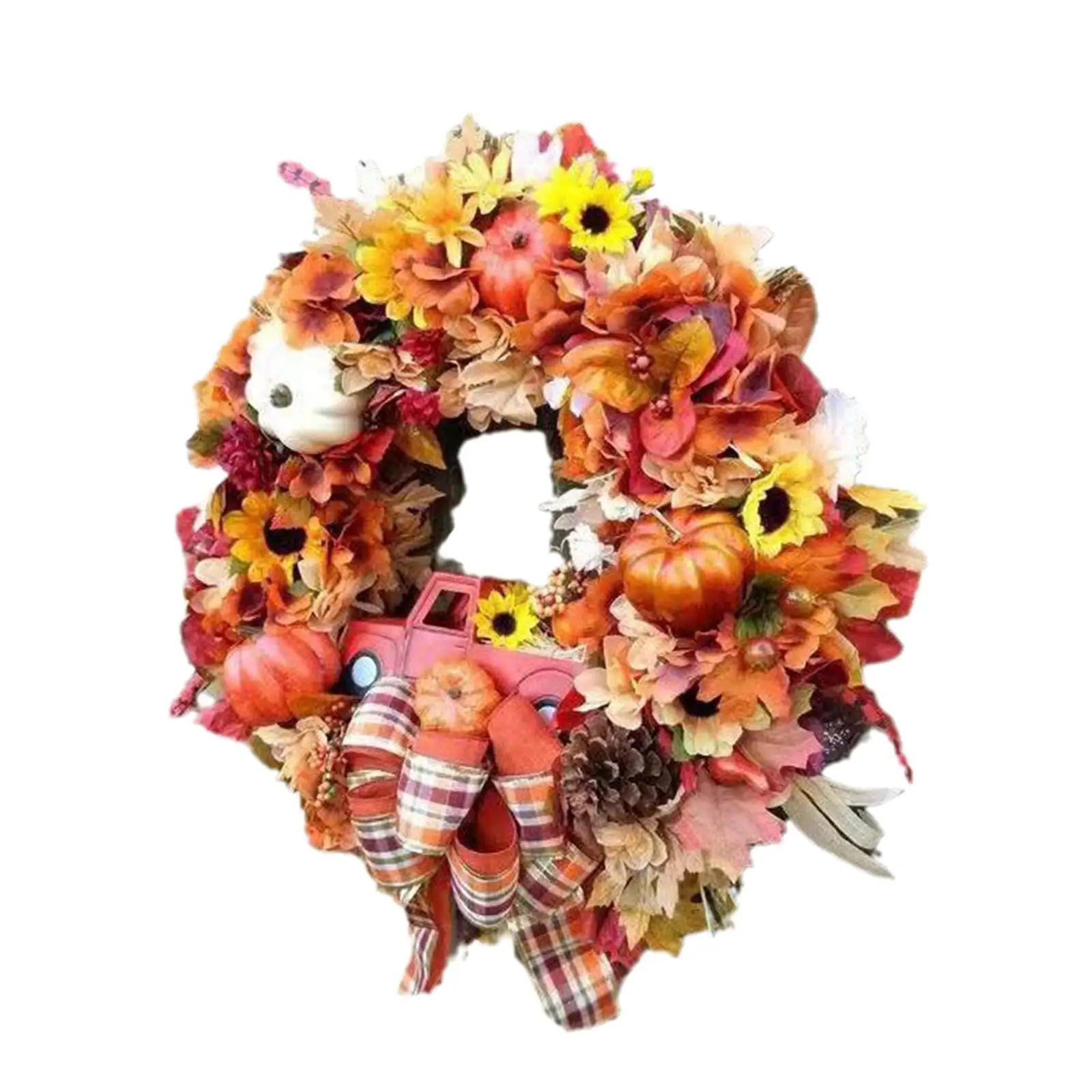 

17 inch Artificial Fall Harvest Harvest Autumn Wreath with Leaves and Berries for Home Party Porch Halloween Showcase Window