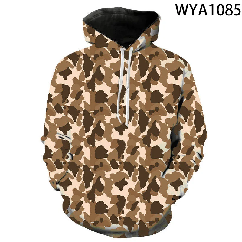 

2021 Fashion Casual Camouflage Sweatshirts Men Women Children Military Hoodies 3D Print Streetwear Pullover Boy Girl Kids Tops