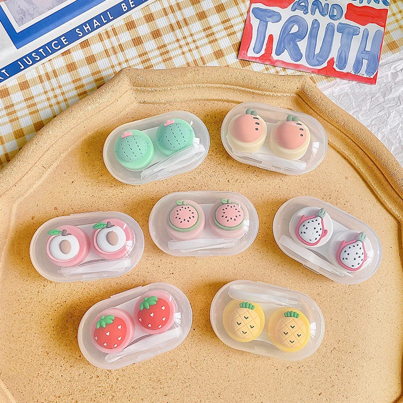 

Mini Portable Cute Contact Lens Case Box Women Lovely Cartoon Fruit Style Lens Container Travel Bag Set Gift For Girl