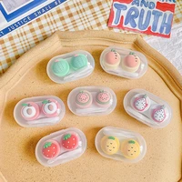 mini portable cute contact lens case box women lovely cartoon fruit style lens container travel bag set gift for girl