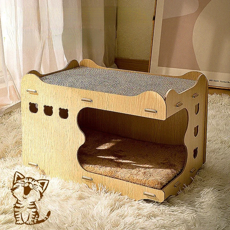 

Wooden Cat Scratcher Sisal Cat Scratching Ball 2 in 1 Wear-Resistant Grinding Paw Toy Scratch Board Solid Wood Scraper for Cats