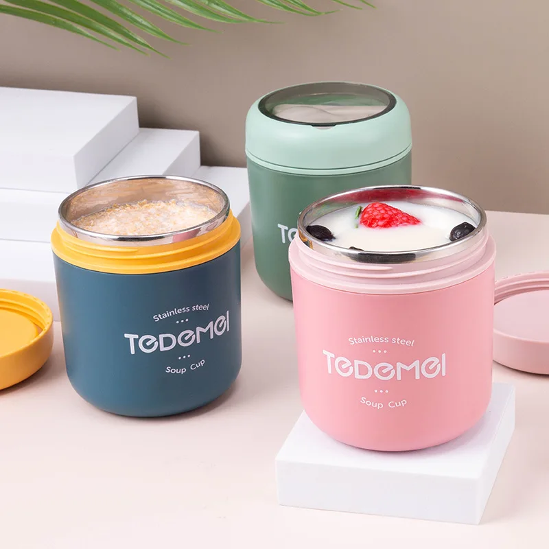 500 мл Изолированная чашка для супа портативная работы на завтрак коробка ланча