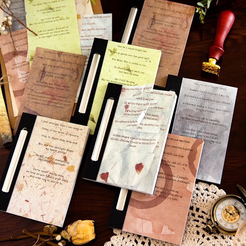 

40Pcs Pattern Materials Paper ledger Writing Memo Notebooks Pad Background Account Decorative Backing Scrapbook 175*65MM