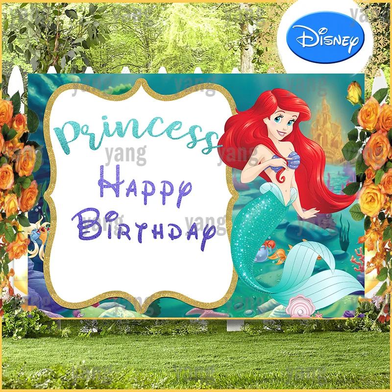 The Little Mermaid Ariel Disney Sea Castle Backdrop Newborn Princess DIY Colorful Birthday Party Decoration Backgrounds Banner
