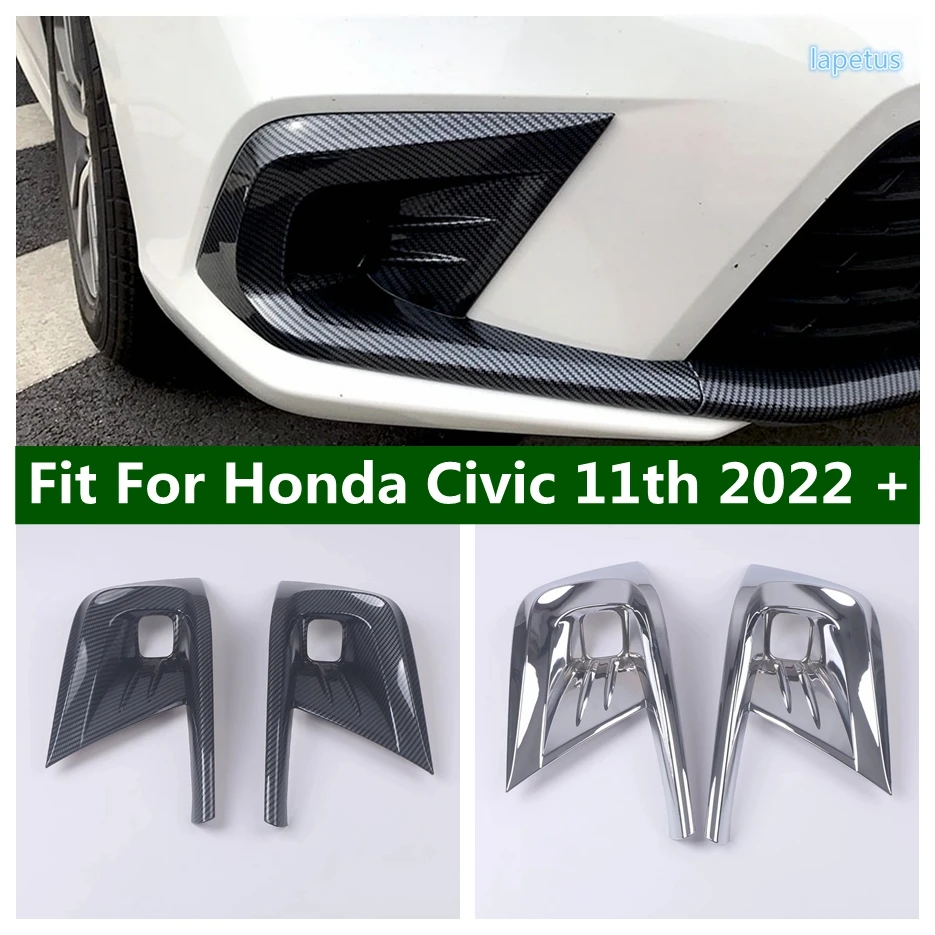 Купи Chrome Front Fog Lamp Frame Overlay Foglight Cover Trim 2PCS Fit For Honda Civic 11th 2022 Carbon Fiber Look / Black Accessories за 1,872 рублей в магазине AliExpress