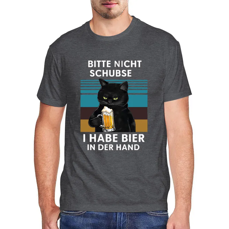 

100% Cotton Men Womens Top Bitte Nicht Schubsen Ich Habe Bier In Der Hand Unisex T-Shirt Male Female Funny German Print T-shirt