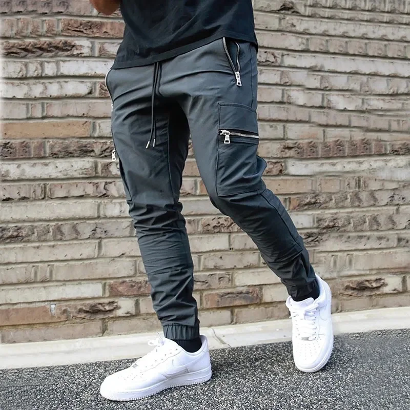 

Cross-border Europe and The United States Sports Leisure Zipper Multi-pocket Pants Men's Fitness Running Training Manufact
