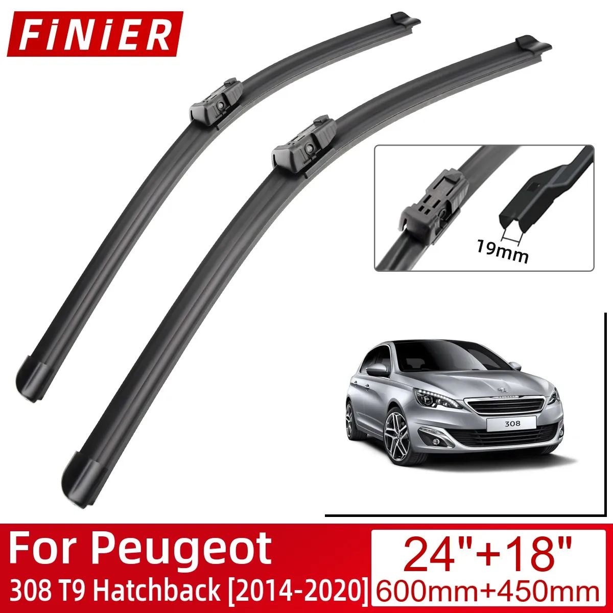 

For Peugeot 308 T9 Hatchback 2014-2020 Car Accessories Front Windscreen Wiper Blade Brushes Wipers 2020 2019 2018