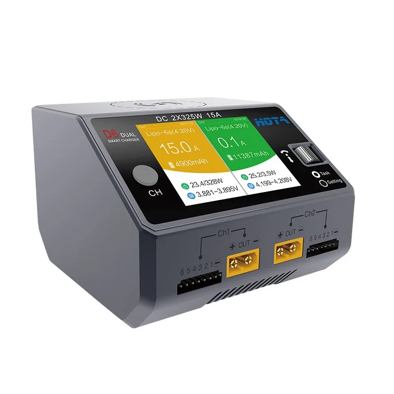 HOTA D6 Dual Smart Charger DC650W 15A Встроенный Micro USB для Lipo LiIon NiMH аккумулятора с iPhone Samsung