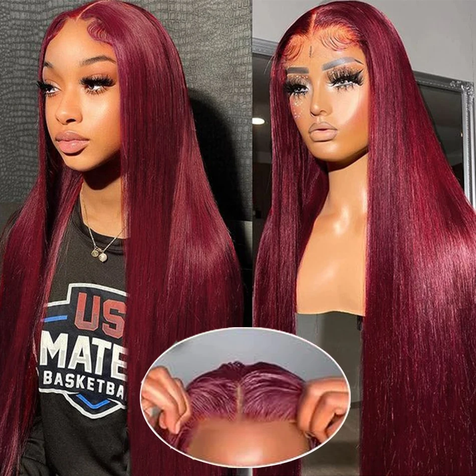 Парик женский перуанский без клея 6 х4 дюйма красный