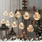 2022 рождественские украшения, гирлянда в виде Санты, СВЕТОДИОДНАЯ Гирлянда-занавеска с шариками для желаний, Декоративная гирлянда для окон магазина, Рождественская сказочная лампа для рождественской елки, 3 м