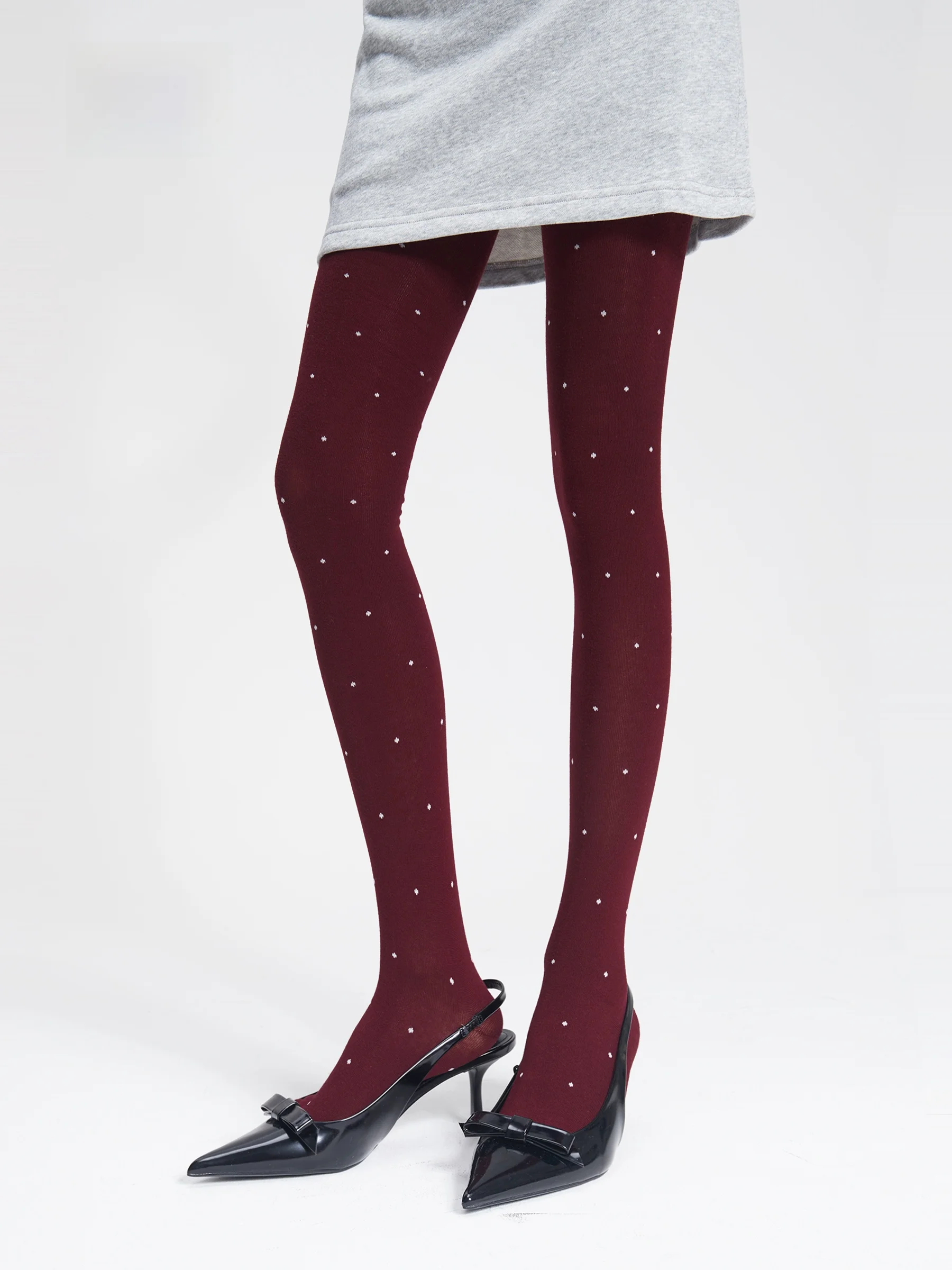 Осень 2024 хлопковые жаккардовые леггинсы в горошек тонкая верхняя одежда серые