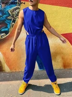 casual hot sale new men jumpsuits hollow sleeveless overall fashion streetwear male holiday rompers bib pants s 5xl incerun 2022