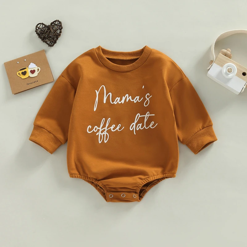 

Free Shipping New born Items Infant Baby Girl Boy Sweatshirt Toddler Long Sleeve Letter Print Rompers Baby Clothes Jumpsuit