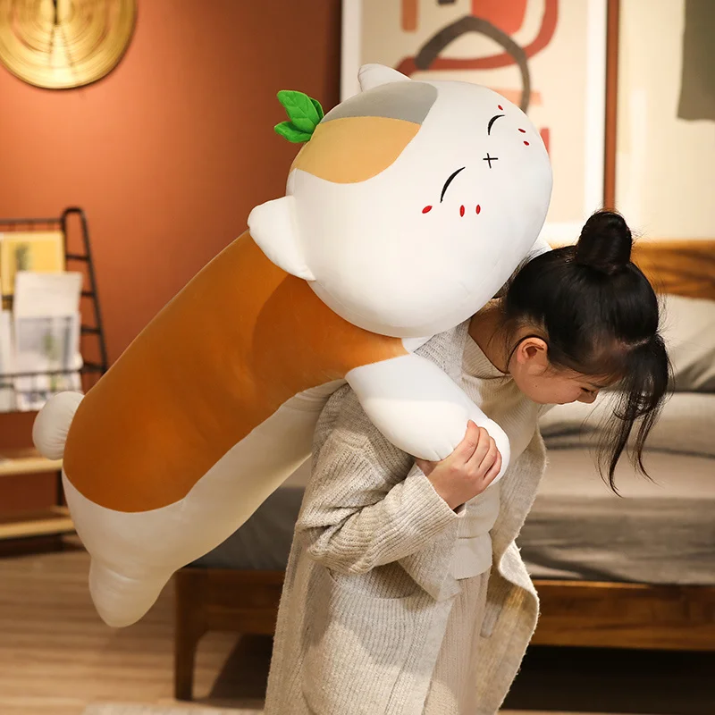 

75-105CM kawaii cat long strip large stuffed plush pillow cat teacher toy doll stuffed full fabric comfortable soft holiday gift