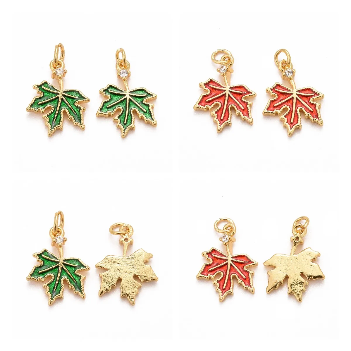 

Pandahall 50Pcs Maple Leaf Autumn Theme Brass Cubic Zirconia Charms With Enamel For Necklace Bracelet Jewerly Making Gift