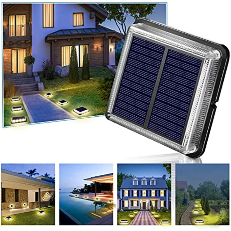 

Solar Deck Lights Outdoor Driveway Led IP68 Waterproof Warning Step Lamps for Sidewalk Garden Pathway Yard Warm Lighting 2023New