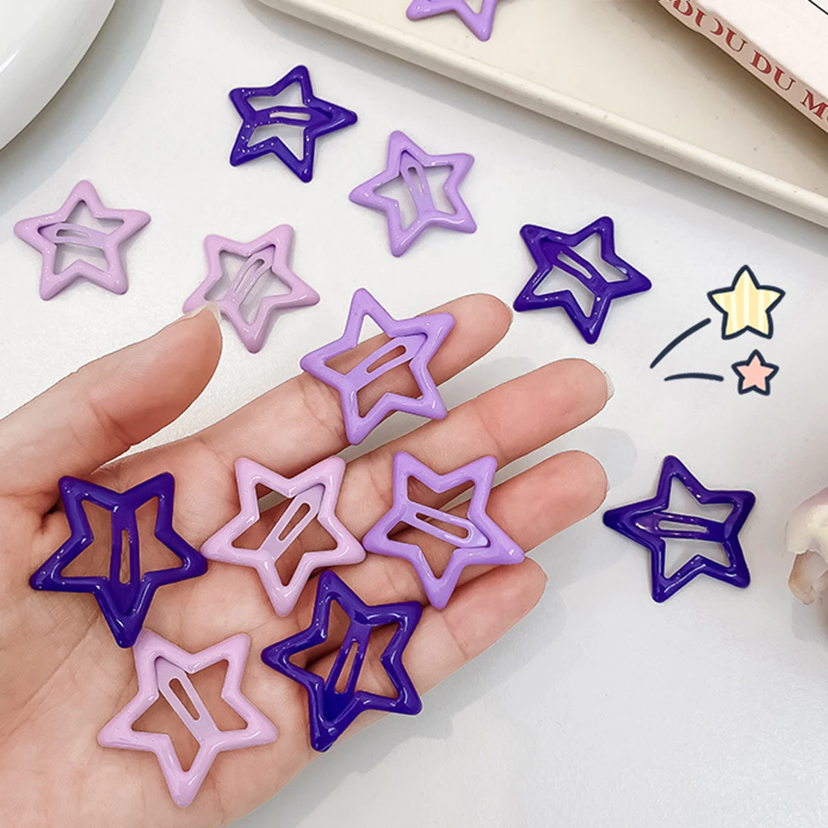 

1/10Pcs Colorful Star BB Hairclips Girls Y2K Cute Star Barrettes Women Simple Metal Snap Clip Headdress Hair Jewelry Accessories