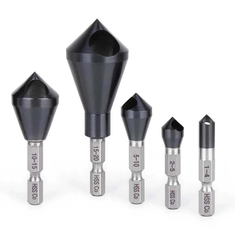 Кобальтовое сверло M35 TiAlN 1/4 дюйма, сверло из быстрорежущей стали с шестигранным хвостовиком, сверло для снятия заусенцев на 90 градусов, резак для снятия фаски из нержавеющей стали