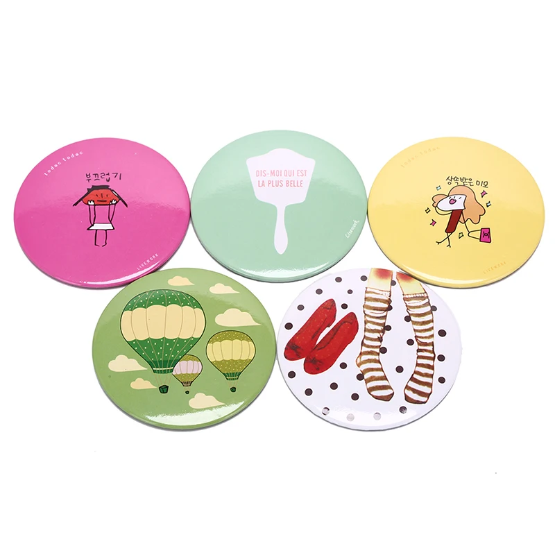 

L03 1pc Fashion cute mini cartoon small round mirror portable makeup glass mirror creative round portable princess makeup mirror