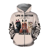 drop shipping autumn hoodies beautiful horse 3d printed mens sweatshirt unisex streetwear zipper pullover casual jacket 64