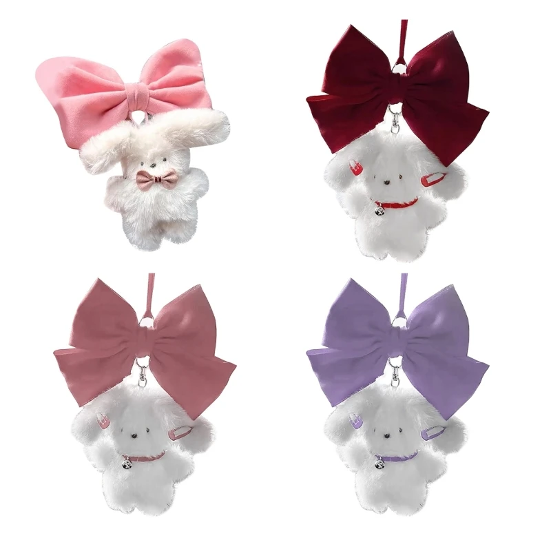 

Auto Rear View Mirror Plush Bowknot Rabbit Ornament Pendant Car Mirror Hanging Decor CuteBunny Car Interior Accessories