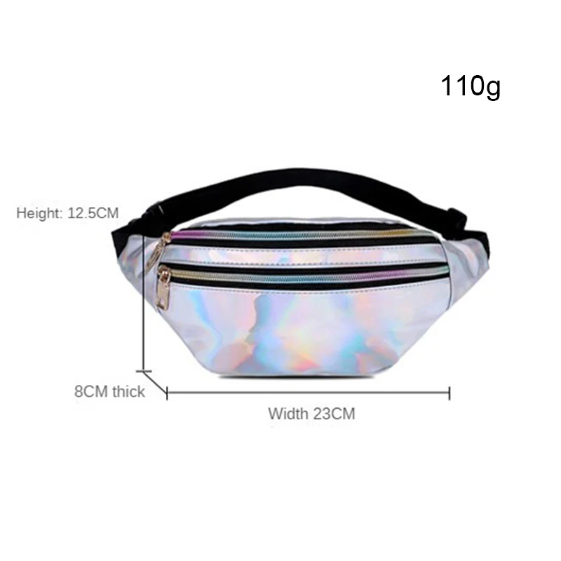 Wholesale  Designer Hologram Fanny Pack Geometric Sling Chest Bag Ultra Slim Bum Bag Pouch Waist Bag Silver For Women