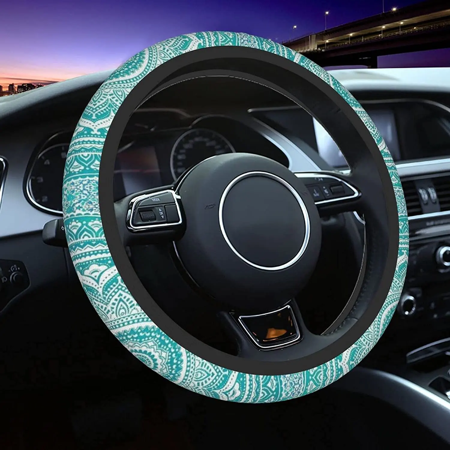

Turquoise Teal Steering Wheel Cover Green For Women & MenUniversal 15 Inches Anti Slip Neoprene Soft Steering Wheel Cover
