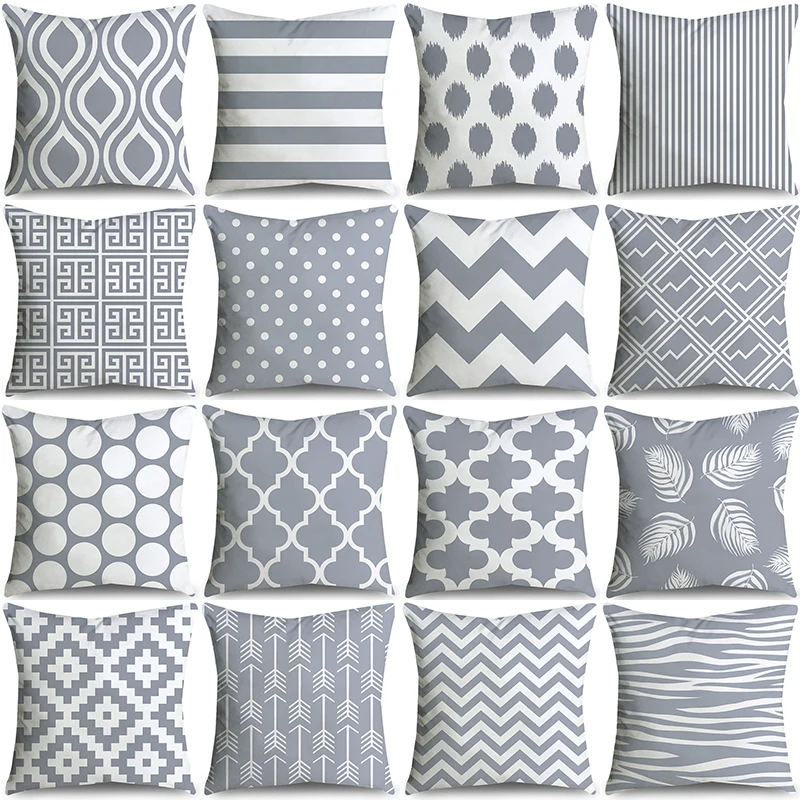 

Новинка 2022, серый чехол для подушек с поясницей, 45x45 см, Дамаск, геометрический цветочный принт, диван, декоративные подушки в стиле бохо, дом...
