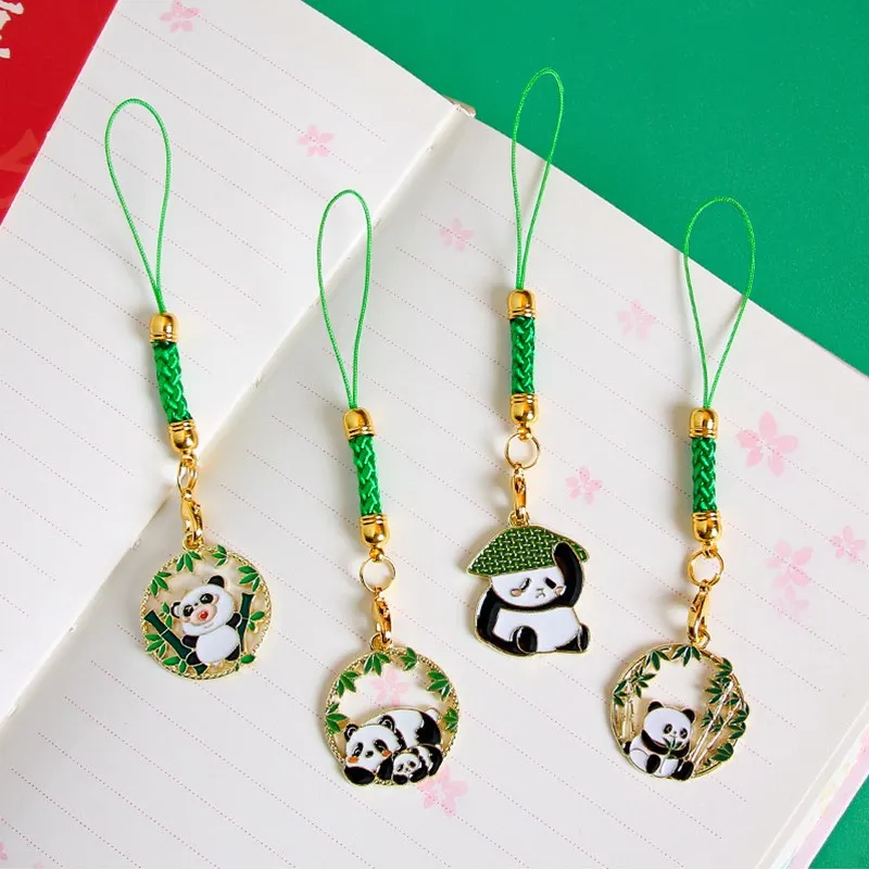 Модный бамбуковый брелок с милой пандой ремешок для мобильного телефона