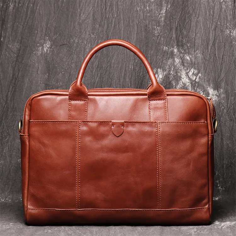 Factory New genuine leather men's portable briefcase one-shoulder messenger bag large capacity computer bag