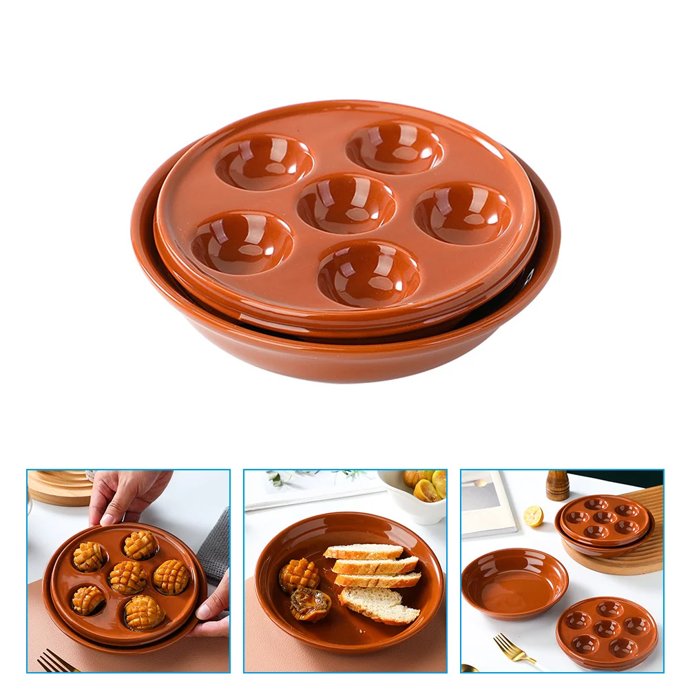 

Snail Dish Steamed Egg Tray Escargot Baking Pan Plates Shells Kitchen Supplies Seafood Appetizer Ceramic Grill Griddle Plate