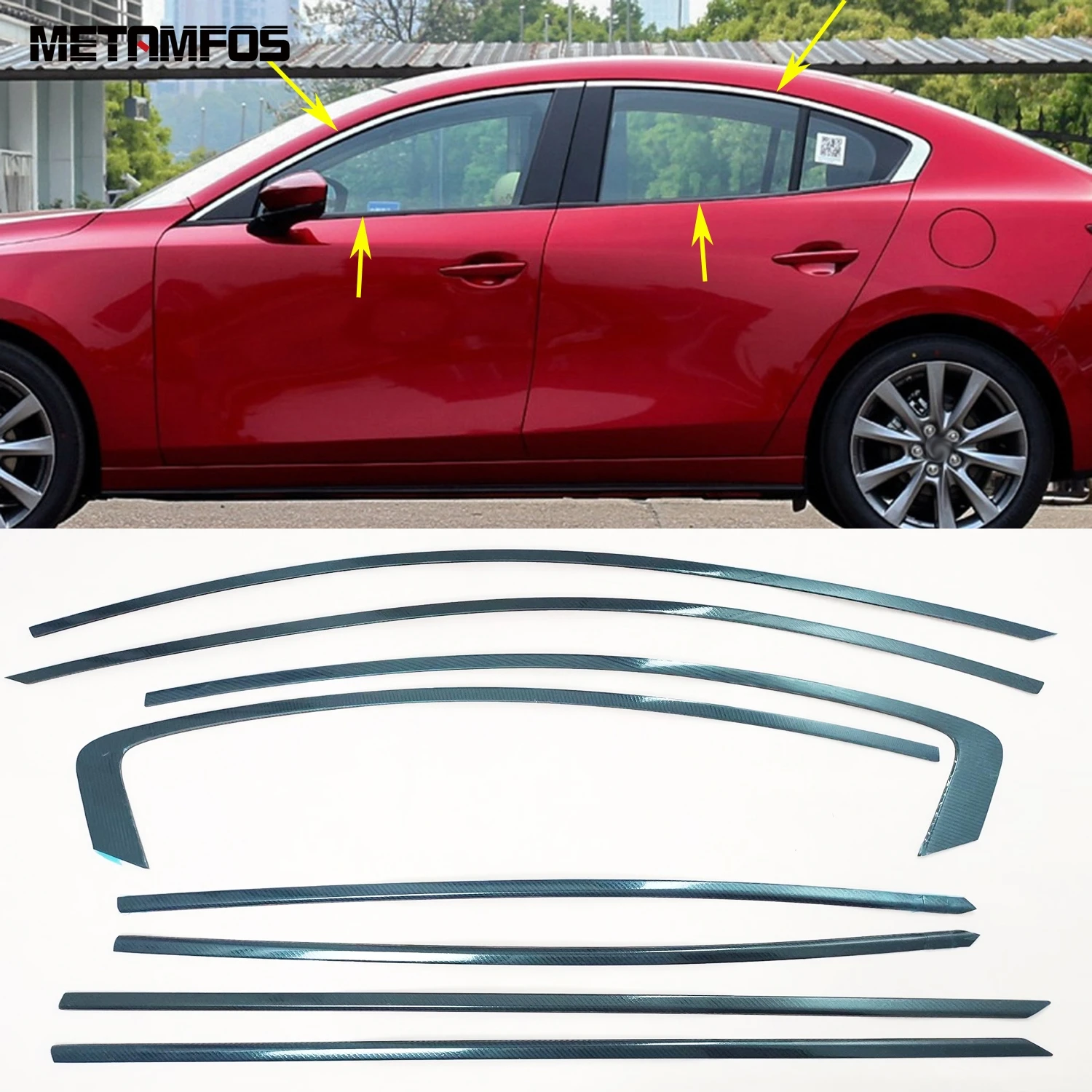 

For Mazda 3 M3 Axela Sedan 2019 2020 2021 Stainless Upper+Lower Window Sill Frame Cover Trim Sticker Accessories Car Styling