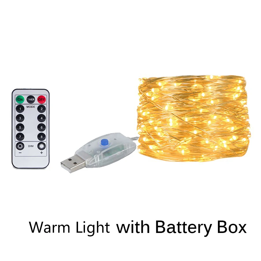 

Светодиодные гирлянды на медной проволоке USB/батарейка 5/10/20 м 50/100/200 светодиодов