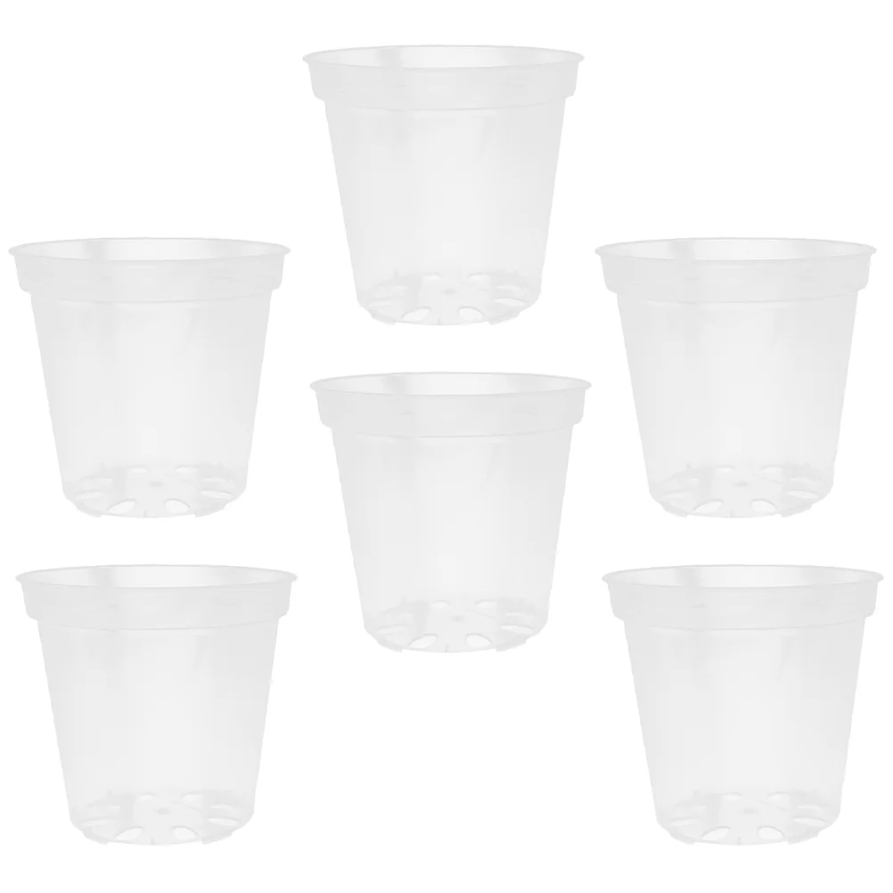 6 шт. прозрачный цветочный горшок садовые горшки орхидеи с отверстием