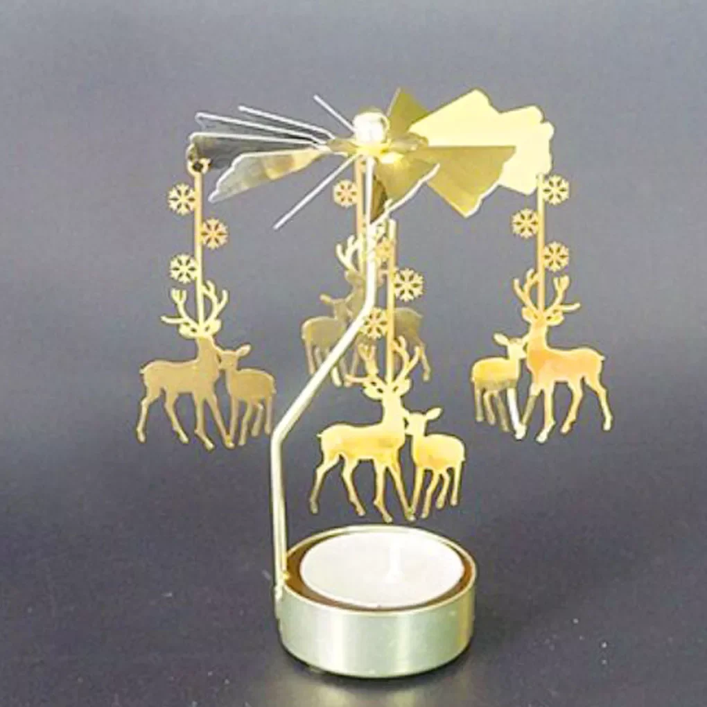 

Metal Candlestick Merry Christmas Table Decor For Home Rotating Elk Angel Christmas Ornament 2019 Navidad Xmas Craft