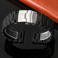 23mm watch band silicone black wrist watch strap for men safety folding buckle minimalist casual sports strap watch accessories