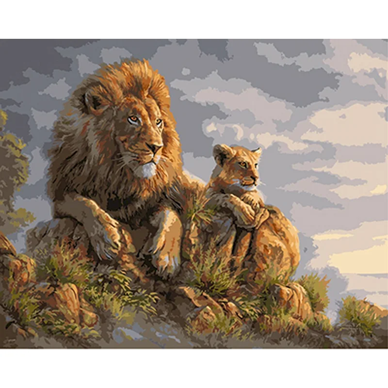 

GATYZTORY Paint By Numbers For Adults Kids Lion King Oil Painting Frame Coloring By Number Animal Pictures Modern Home Decor