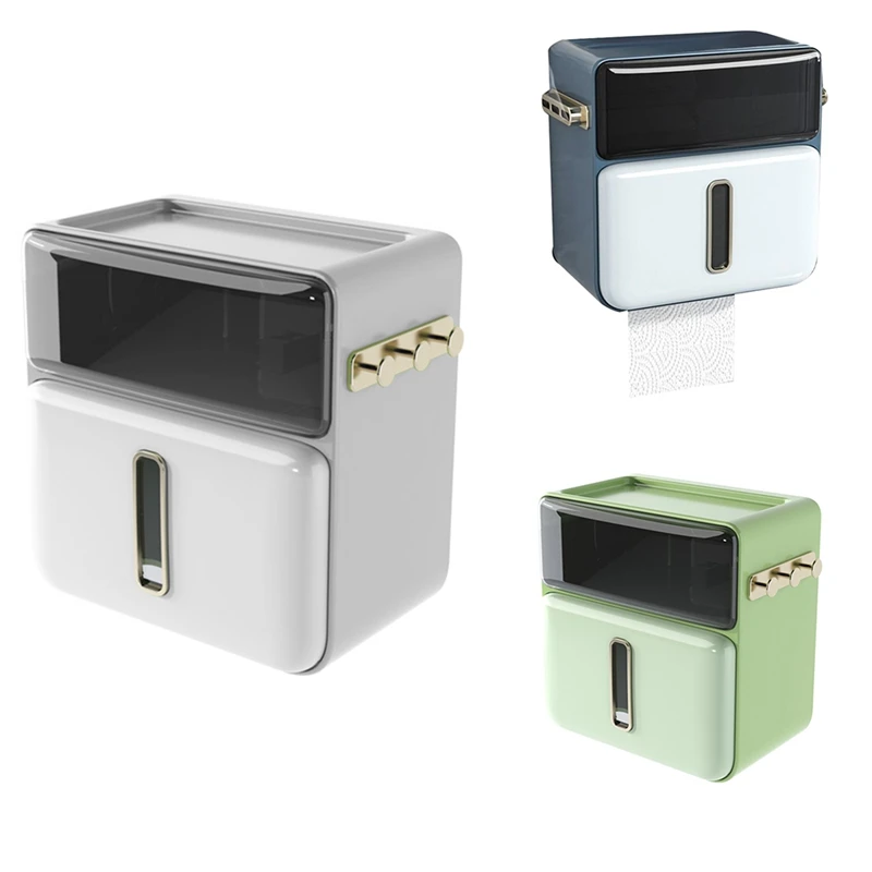 

Waterproof Toilet Paper Holder Wall Mounted Toilet Paper Tray Roll Paper Tube Storage Box Tray Tissue Box Shelf