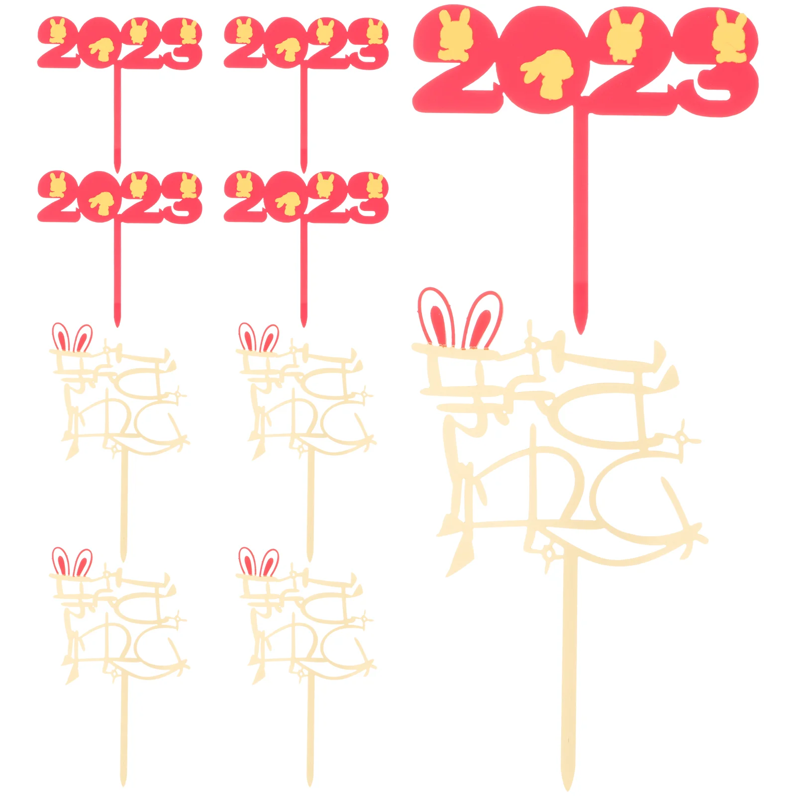 

Year New Toppers Chinese Cake Cupcake Rabbit Picks Cakes Party Thedecorations Supplies Dessert Spring Festival Topperornaments