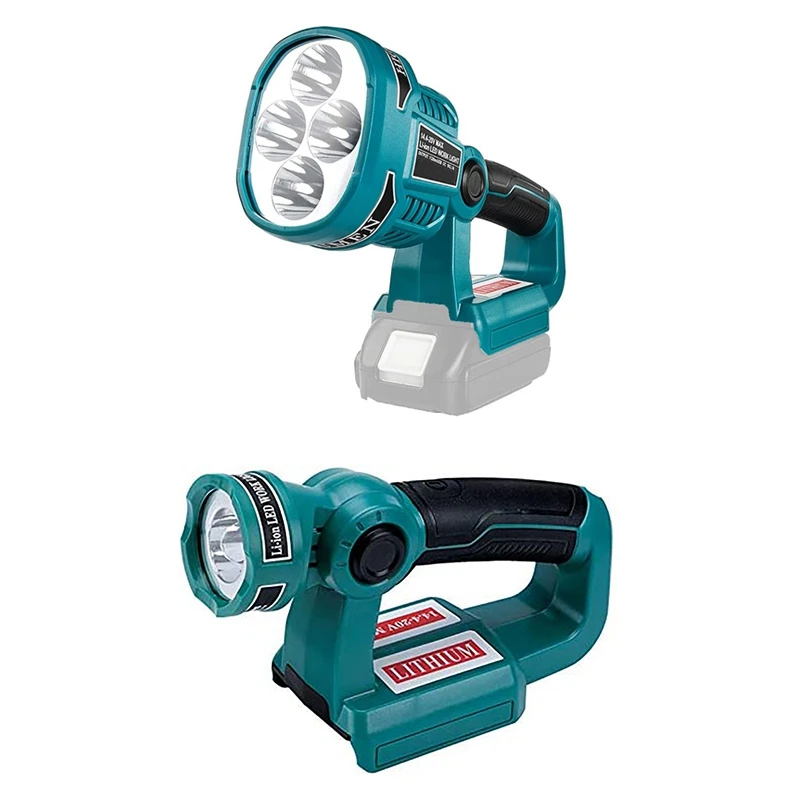 

2PCS For Makita Battery LED 14.4V 18V 20V Light Handheld Flashlight BL1860 Outdoor LED Work Light Spotlight, 12W & 3W
