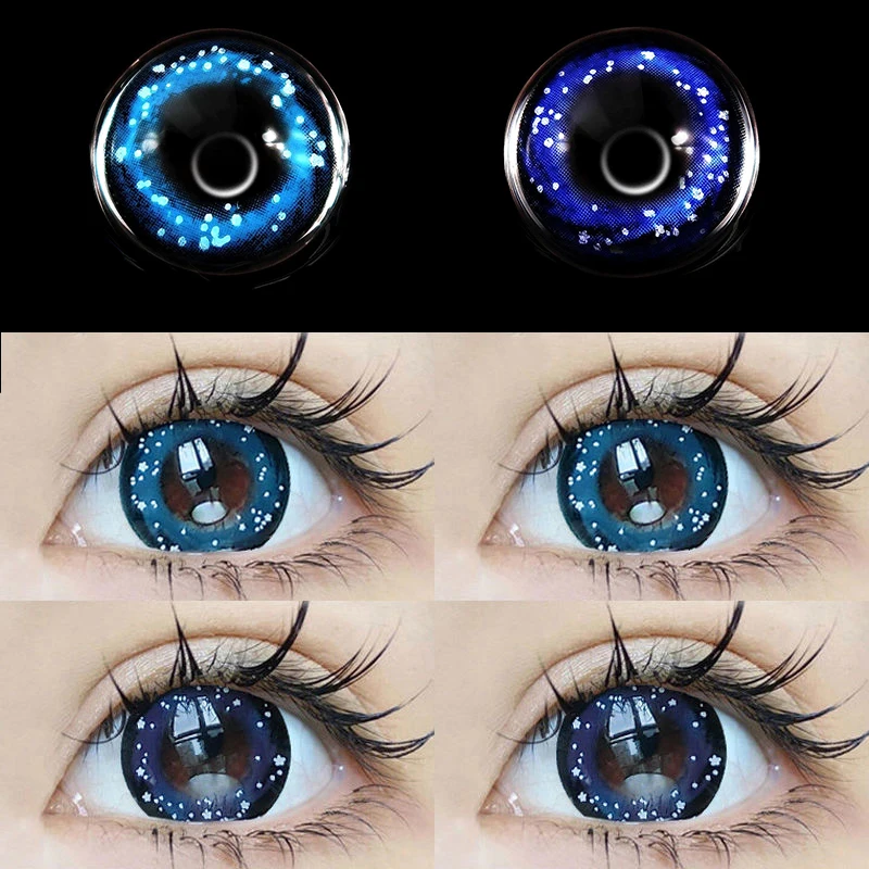 

2Pieces Colored Contact Lenses Pupil Beauty Cosplay Color Circle Lens Yearly Galaxy Coloured Contacts with Box