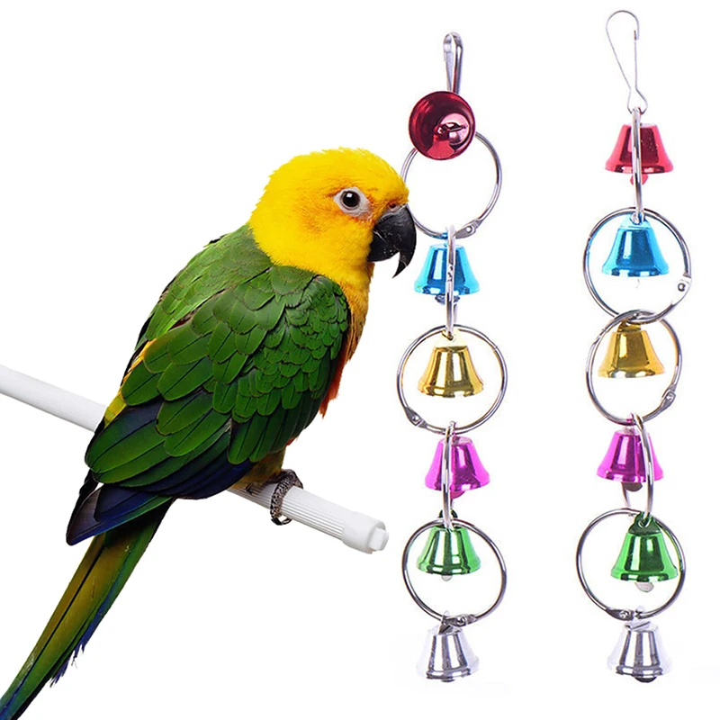 

1Pc Parrot Bite Toy Bird Ring Bell Parrot Hanging Swing Chain Toy Parakeet Chew Swings Toy with Hanging Bells Bird Accessories