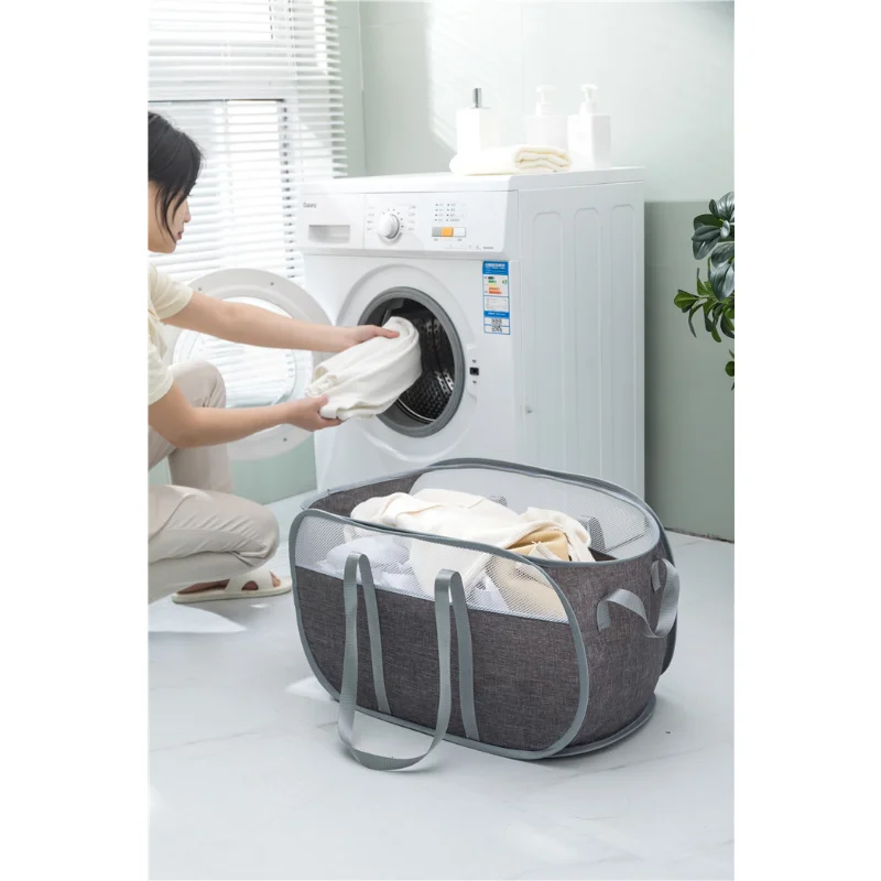 

Mesh Laundry Popup Hamper Laundry Baskets with Durable Handles Lightweight Foldable Laundry Basket for Laundry Room or Travel